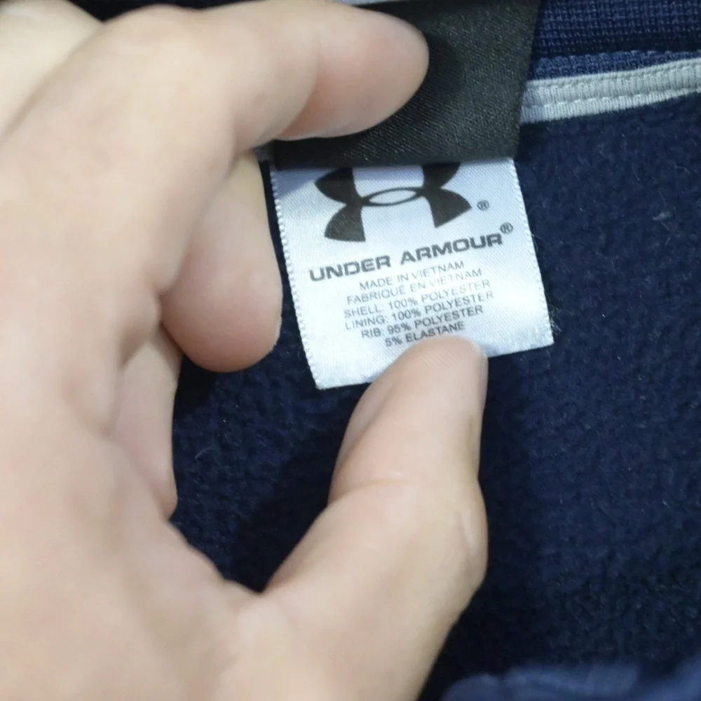 Under Armour Fleece Full Zip Jacket Blue Long Sleeve W/ Pockets Mens Size‎ Small